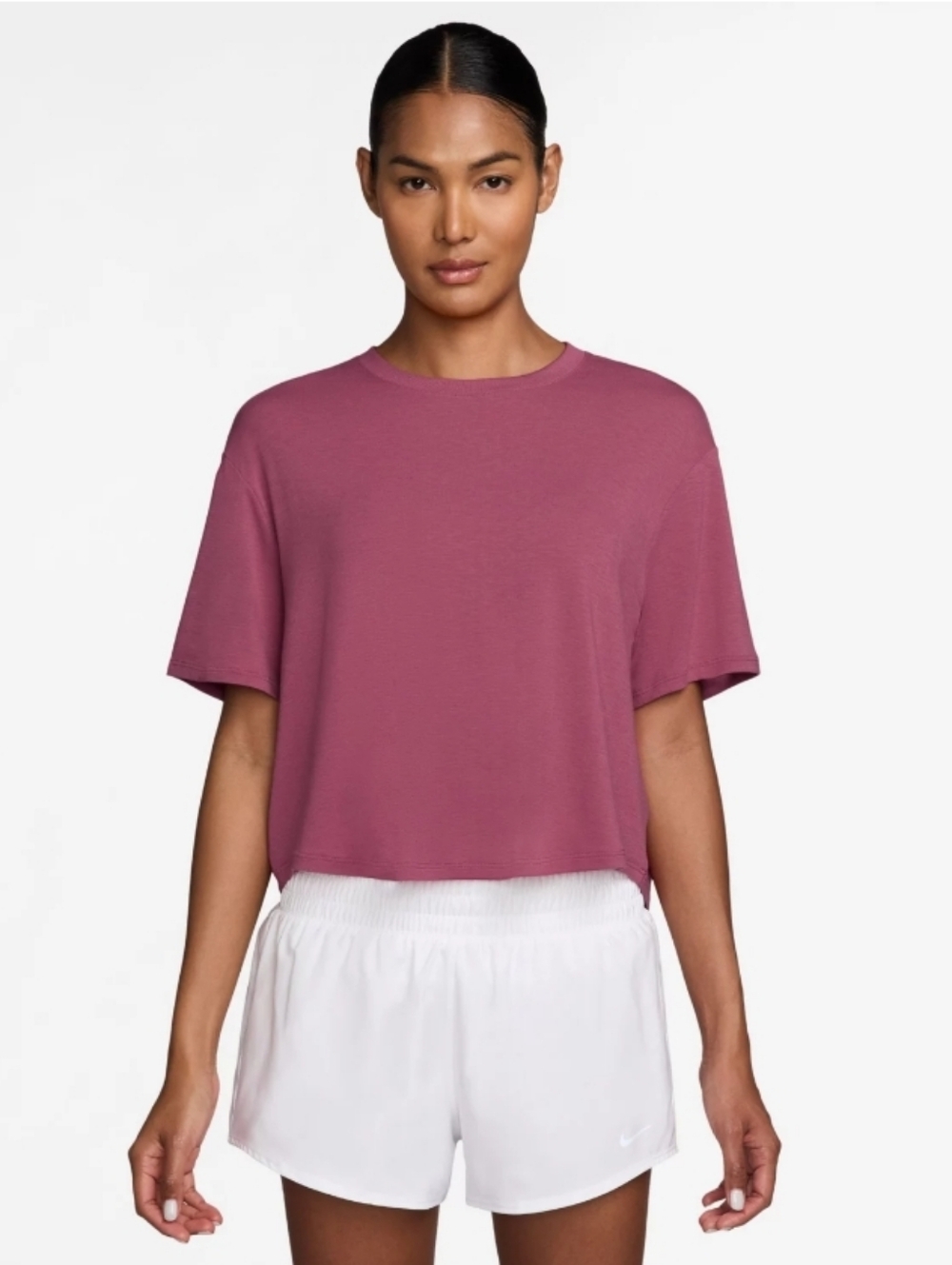 Nike One Relaxed Dri-Fri Cropped Short Sleeve Tee in Sweet Beet, NWT